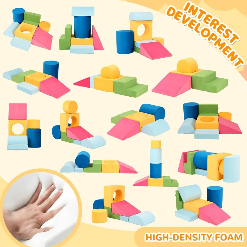 Edbuosy Toddler Climbing Toys Indoor, 7-Piece Colourful Foam Climbing Blocks